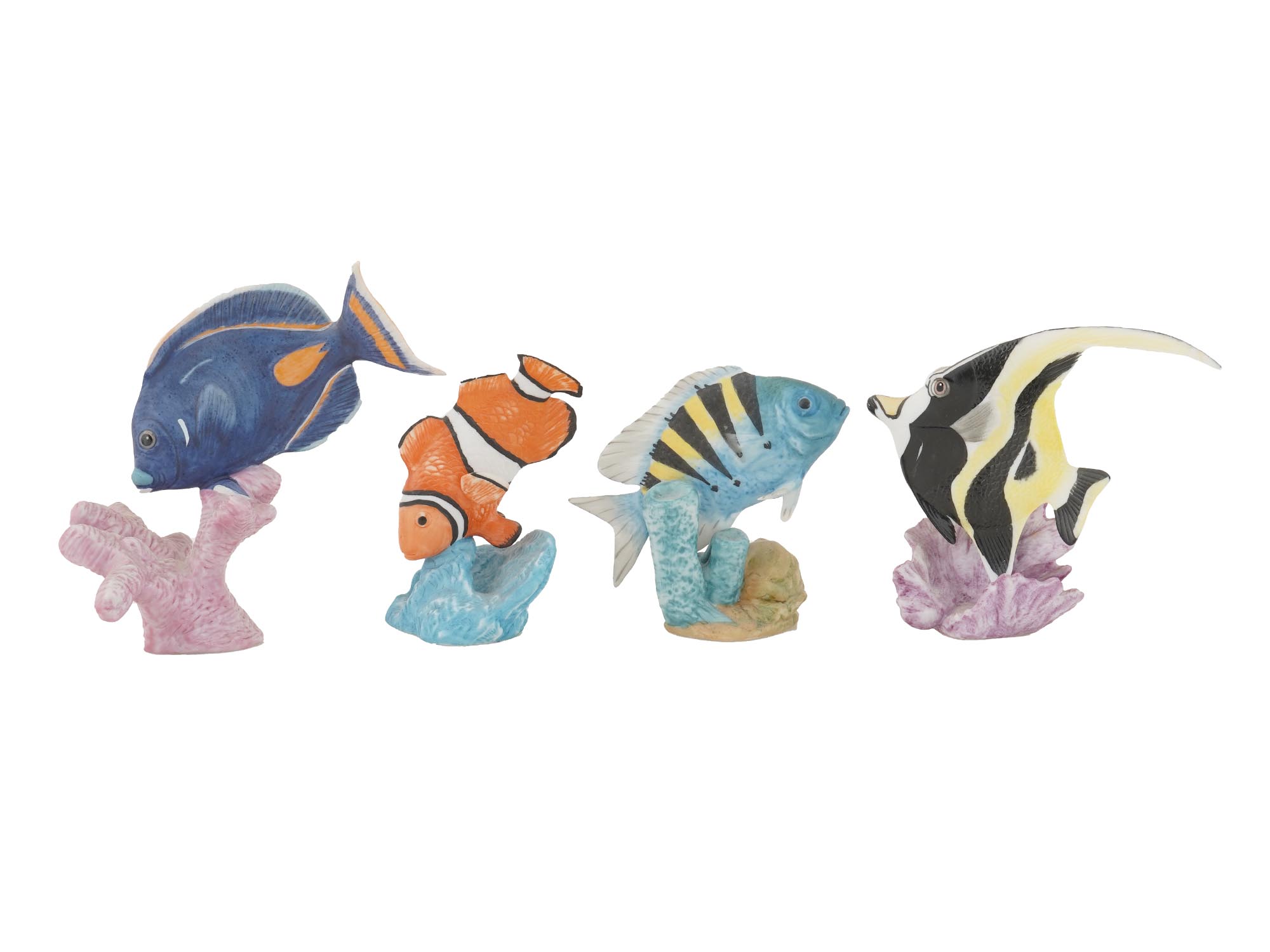 HANDPAINTED PORCELAIN EXOTIC CORAL FISH FIGURES PIC-5